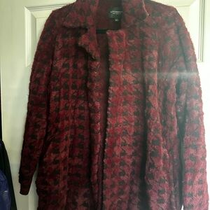 Liverpool Women's Burgundy Houndstooth Teddy Jacket